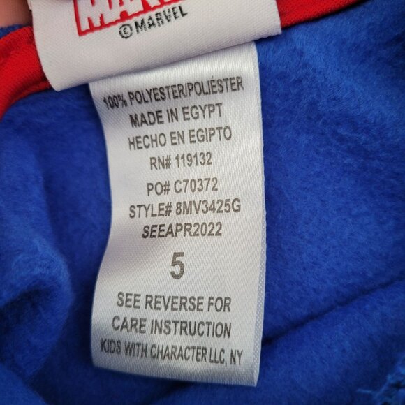 Marvel Avengers Captain America Classic Shield Kids Pullover Hoodie Blue Size 5 - Picture 5 of 8